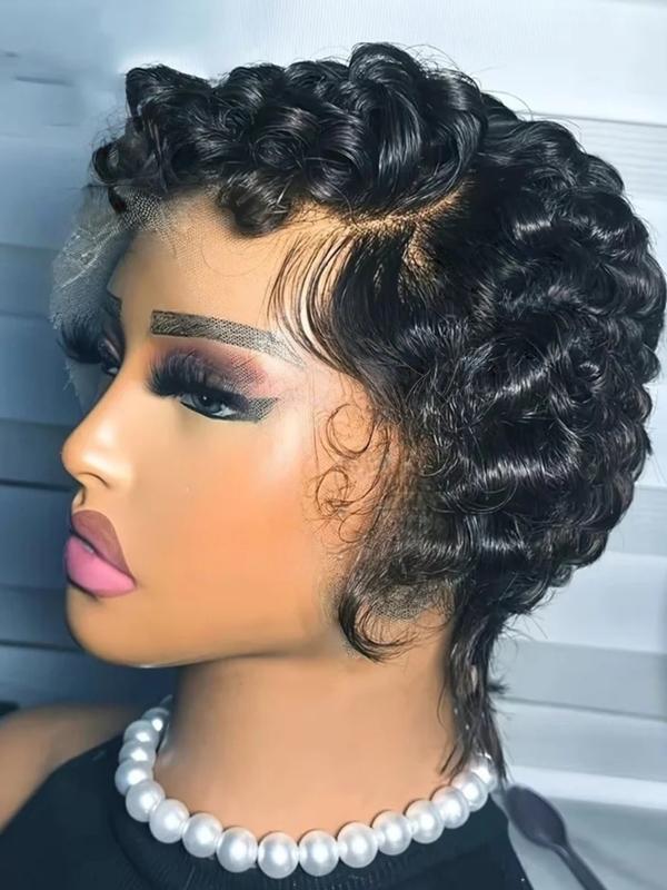 Pixie Curls 13x4 Lace Front Wigs, Short Bob Human Hair Wig for Women, 180% Density Curly Wavy Hair, 6 Inches Pixie Cut Pixie Curls 13x4 Lace Front Wigs, Short Bob Human Hair Wig for Women, 180% Density Curly Wavy Hair, 6 Inches Pixie Cut