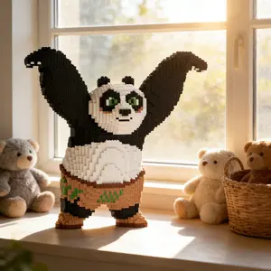 Kung Fu Panda 3D Puzzle Building Blocks Decoration, Bookshelf Home Office Cabinet Decor, Party Living Room TV Stand Display Gift