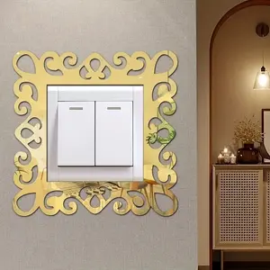 10Pcs Decorative Lace Acrylic Switch Mirror Sticker, Decorative Mirror Sticker, Lace Switch Sticker, Mirror Switch Decorative Wall Sticker, Suitable for Living Room and Bedroom Switch Decorative Self-adhesive Wall Sticker, Decorative Stickers