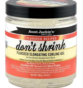 Aunt Jackie's Flaxseed Recipes Don't Shrink Elongating Hair Curling Gel for Natural Curls, Coils and Waves, Helps Prevent Dryness and Flaking, 15 oz