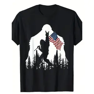 Men's 100% Cotton American Flag and Savage Print T-Shirt - Casual Crew Neck Short Sleeve T-Shirt for the Summer Outdoors - Perfect Christmas Gift,Black Menswear graphic tee graphic t-shirts shirts men hell star oversized tshirt funny tshirt Classic Soft