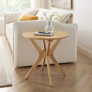 Modway Crossroads 24” Round Wood Side Table in Oak