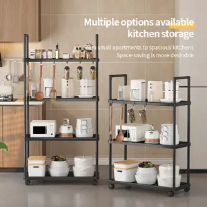 Heavy-Duty 4-Tier Rolling Shelf - Perfect for Kitchen, Bathroom & Laundry!