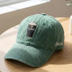 Embroidered Guinness St Patrick Hat, Dad Cap Washed, Drink well with others