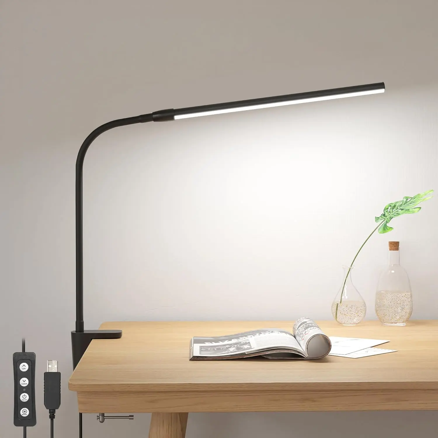 LEPRO Clip-On LED Desk Lamp - Clamp-Style Adjustable Color-Changing Lamp with 3 Color Modes, 10 Levels Brightness, Flexible Gooseneck, Dimmable USB Power, Home Office Desk Accessory,campingessentials,outdoorfurnitureset,campinggear