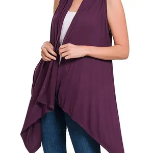 SLEEVELESS DRAPED OPEN FRONT CARDIGAN #43113