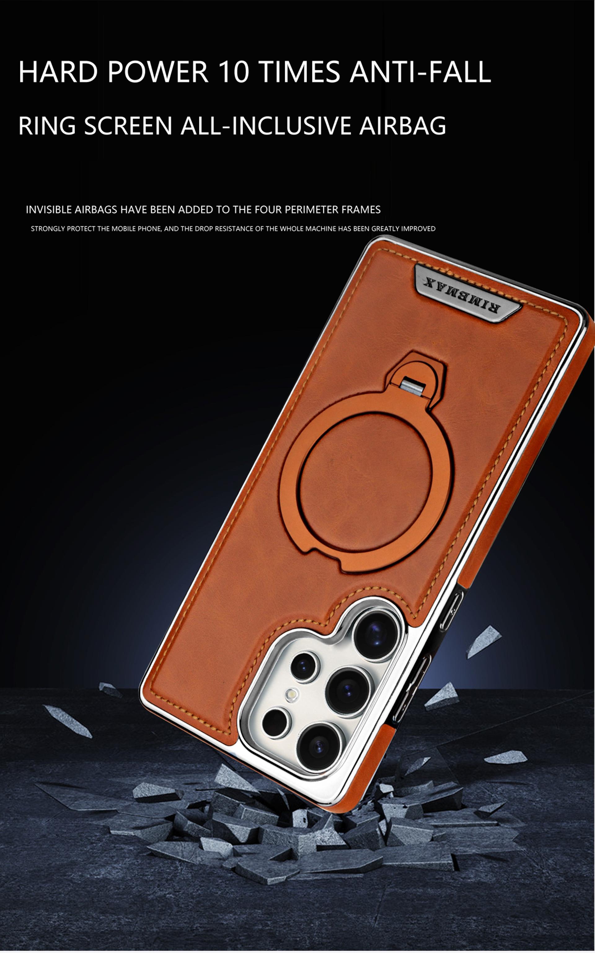 360° Rotating Magnetic Stand High-grade Leather Phone Case for Samsung Galaxy Samsung S25 Edge/S25Ultra/S24Plus/S23Ultra/S25/S24/S23 Business Men Luxury Full Shockproof Protective Case