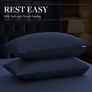 100% Natural Bamboo Linen Pillowcases 2Pcs, Breathable Pillow Covers with Envelope Closure,temperature regulating, Skin-friendly, Christmas gift idea Cooling Soft Touch