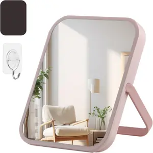 Vanity Makeup Mirror, Portable Folding Mirror with Stand, Hanging Travel Mirror with Hook, Magnetic Locker Mirror[3 Way to USE], for School Locker, Household Refrigerator, Office Cabinet.