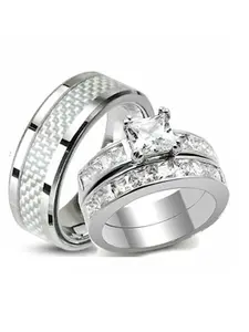 His Hers Wedding Rings AAA Quality Cz Ring Set Stainless Steel fashion hand