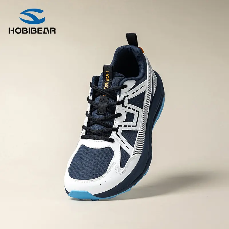 HOBIBEAR Men's Wide Toe Hiking Sneakers, Mesh & Synthetic Leather Outdoor Trail Shoes, EVA Rubber Thick Sole Casual Walking Trainers