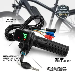 Electric Bike Throttle 36V48V Accelerator for E-bike/Electric Scooter Accessory Throttle Handlebar with LED Display