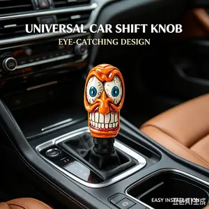 Personalized Ghost Face Smiley Gear Shift Knob for Car Modification, Resin Gear Shift Lever, Universal Gear Shift Head【FathersDayGift】