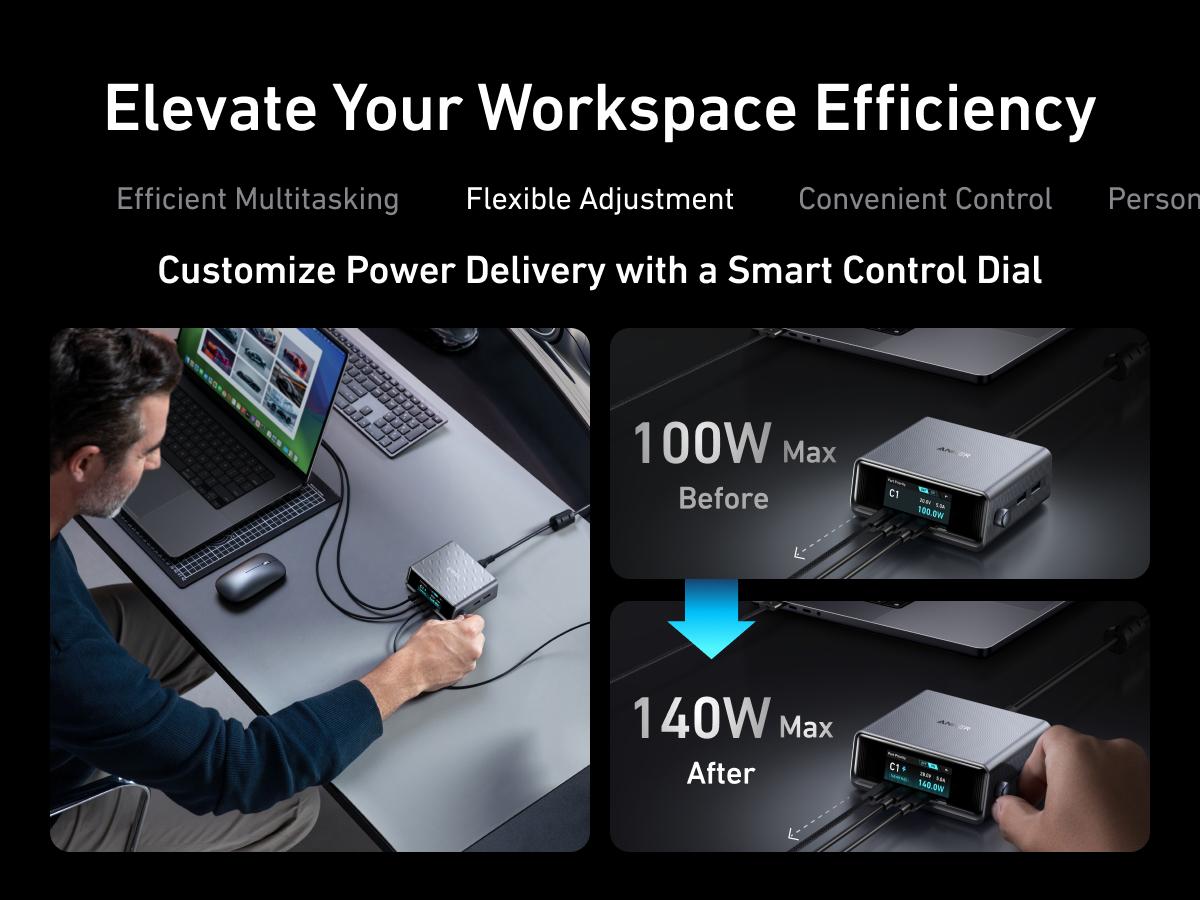 Anker Prime Charger, 250W 6-in-1 GaN Charger with Smart LCD, Ultra-Fast Charging for MacBook, iPhone 17, iPad, and More (Silver)