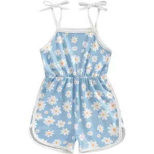 Toddler Baby Girl Summer Clothes Floral Romper Tie-Up Strap Halter Jumpsuit Infant Summer Sling Playsuit 6M-3T