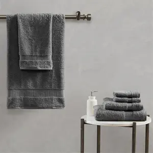 Madison Park Signature  100 Percent Egyptian Cotton Towel Set, Charcoal - 30 x 54 in. - 6 Piece