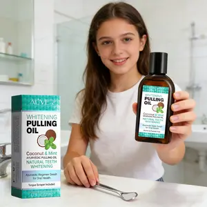 Aliver Natural Coconut Mint Mouthwash & Tongue Scraper Oral Care Set, 120ML Alcohol-Free Daily Fresh Breath Ayurveda Mouthwash, Promotes Dental Health