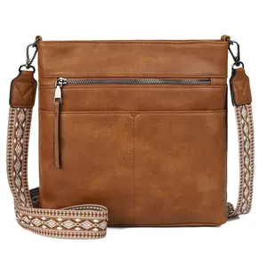 12inch-Versatile crossbody bag, PU leather + unique woven shoulder strap! Can be used as a shoulder or crossbody, multiple pockets for extra storage, the best choice for commuting and shopping