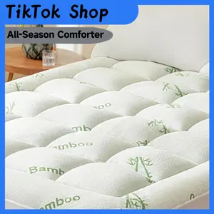 Ultra Soft Queen Size Mattress Topper - Viscose Made from Bamboo Pillow Top Mattress Pad for Back Pain Relief - Naturally Cooling for Hot Sleepers, Green