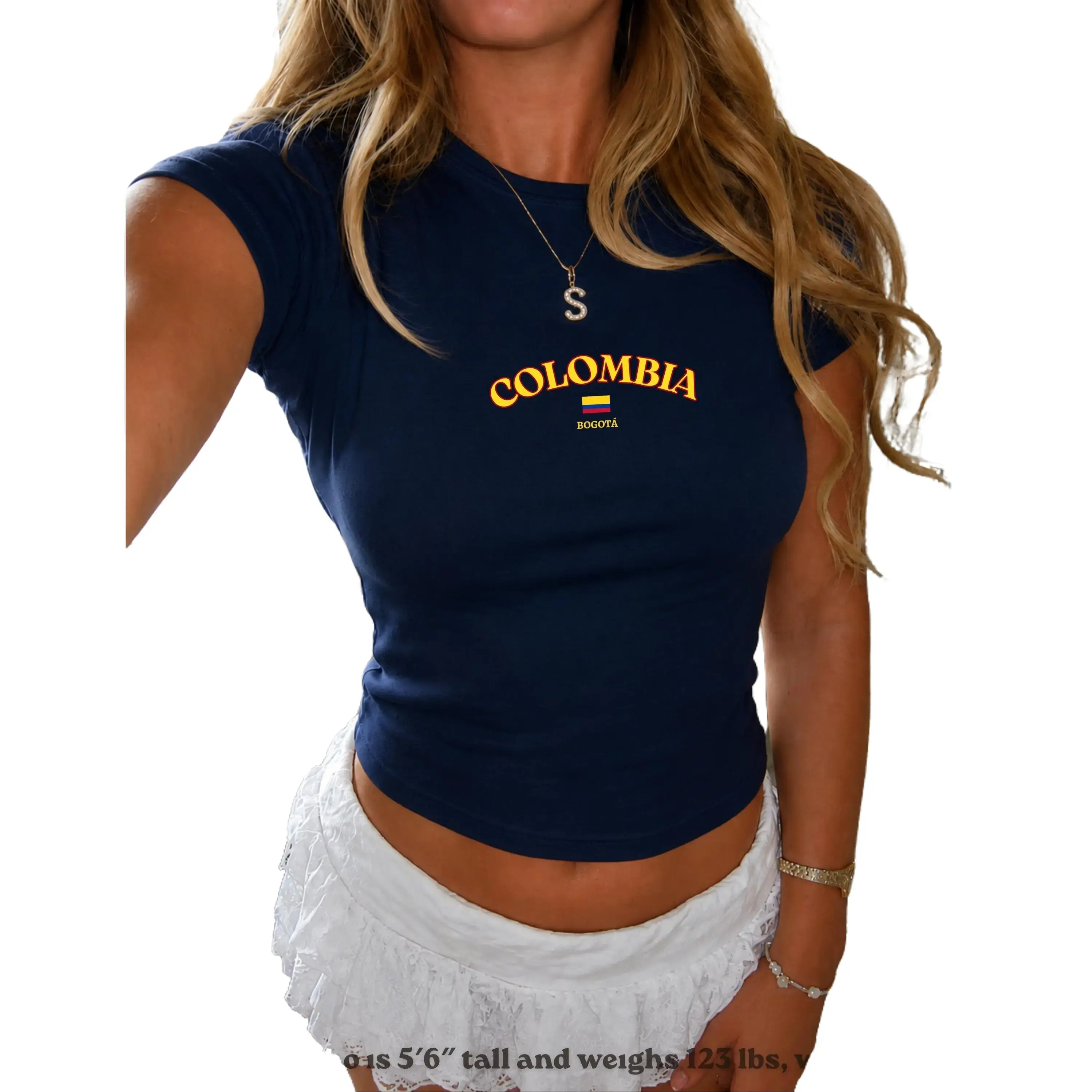 Colombia Baby Tee, Colombia Crop Top, Colombian Pride Shirt, Y2K Fitted Tee, Medellín Heritage Aesthetic Top
