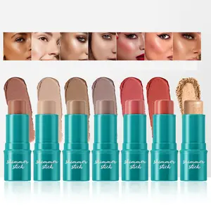 7 Pcs Cream Contour Sticks, Shades with Highlighter & Shadow & Blush, Shimmer Cream Powder Waterproof and Long-lasting Face Cosmetics, Non-greasy Face Brightens & Blush Sticks.
