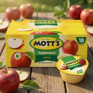Applesauce, 4 Oz Cups, 18 Count, No Artificial Flavors, Good Source Of Vitamin C, Nutritious Option For The Whole Family