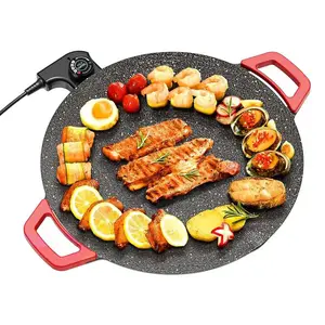 TANLOOK Portable Electric Korean BBQ Grill Pan,Indoor Smokeless Type,Non-Stick Grill Pan,Temperature Adjustable,Stainless Steel Material,Universal Grilling Plate,Essential Cooking Tool for Autumn and Winter Grilling