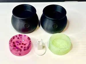 2 Cauldron silicon pots | 3d Printed | Comes with wax tool clip stand