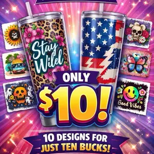 16oz UV DTF Bundle - 10 Designs for Just Ten Bucks