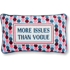 Needlepoint Decorative Throw Pillow -  Issues - 9"x15" - Small Embroidered Designer Pillow for Living Room, Couch, Sofa, Chair & Bed - Eclectic  Decor