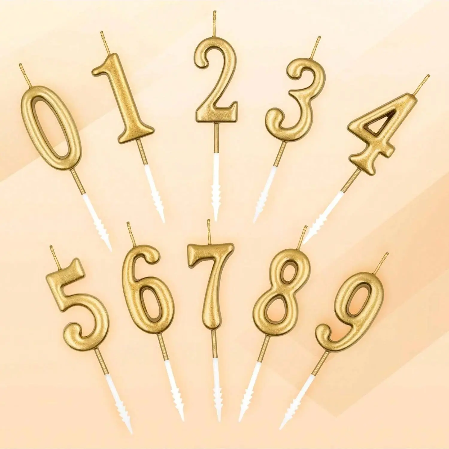 Number Birthday Candle Gold Number Candle Cake for Decoration, Wedding Anniversary, Party Celebration, Baby Showers