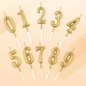 Number Birthday Candle Gold Number Candle Cake for Decoration, Wedding Anniversary, Party Celebration, Baby Showers