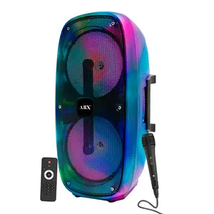 Bluetooth Party Speaker with LED Lights – Karaoke Mic, AUX/USB/TF/FM, Rechargeable & Portable for Home, Events, Outdoor Use