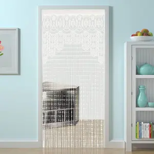 String Door  Lace Curtain Macrame Boho Doorway Window Curtains for Wall Divider Windows Door Covers Decorative Room Separation (35x79in/90x200cm,White)