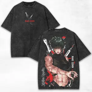 Maki Zenin x JJK + Cursed Blade Warrior + Heavy Cotton Double Print + Washed Oversize Streetwear Tee + Limited Drop