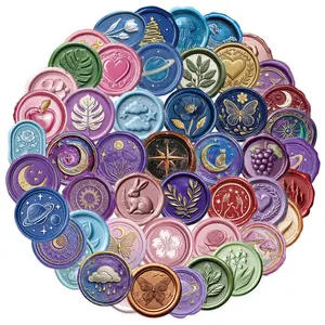 Wax Seal Sticker Pack – 50 Waterproof Decorative Stickers with Clear Borders and no Repeated Designs
