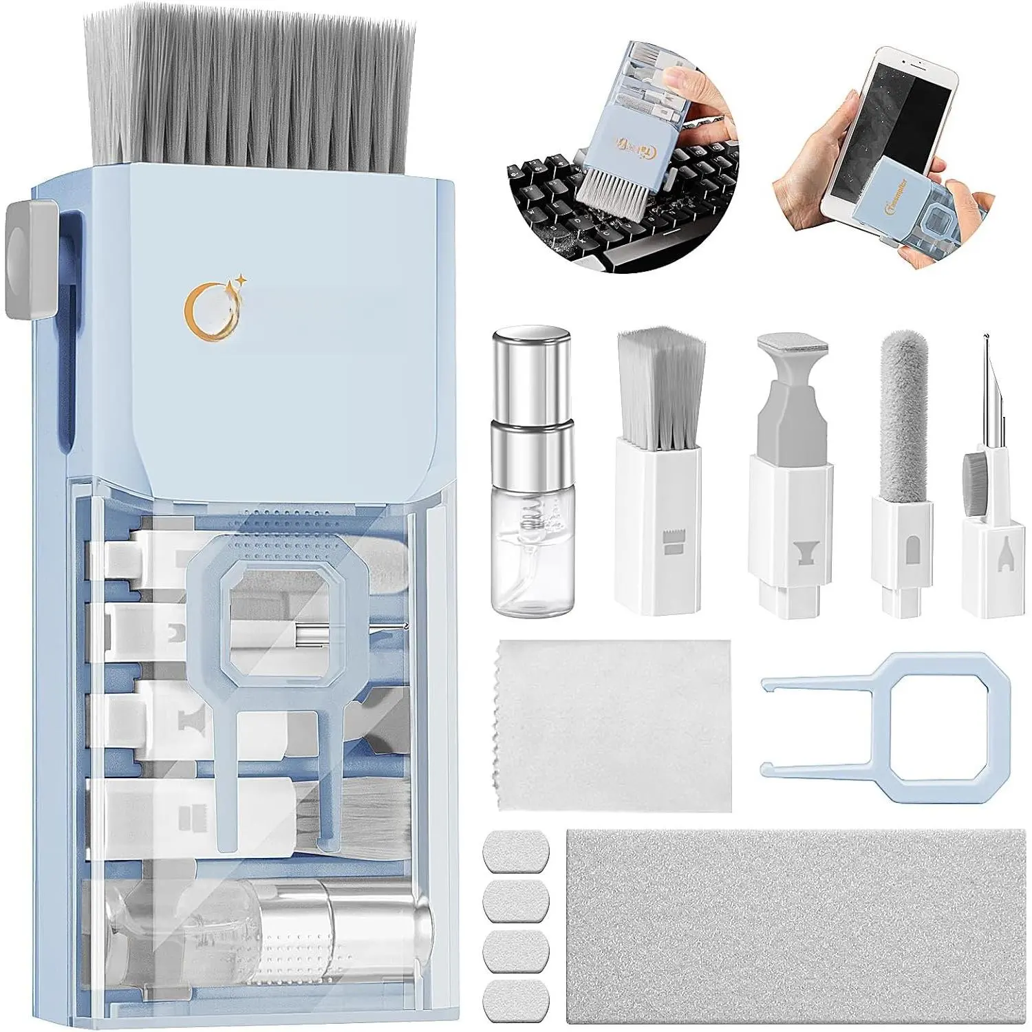 Keyboard Cleaner Laptop Cleaning Kit, Compact Keyboard Cleaning kit for  MacBook  AirPods Pro, PC  Cleaner Kit with Brush &  for  Screen, PC Camera , Blue