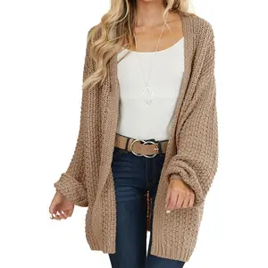 Imily Bela  Womens Cardigan Solid Color Long Sleeve Open Front Chunky Knit Sweater Outwear