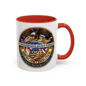 US Armed Forces 250 Years Mug – American Soldier Patriotic Coffee Mug, Loyalty Honor Duty Military Veteran Gift