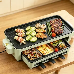 1500W Electric Indoor Grill, Smokeless Kitchen Grill with Removable Non-Stick Plate, Dishwasher-Safe, Adjustable Temperature – Beige