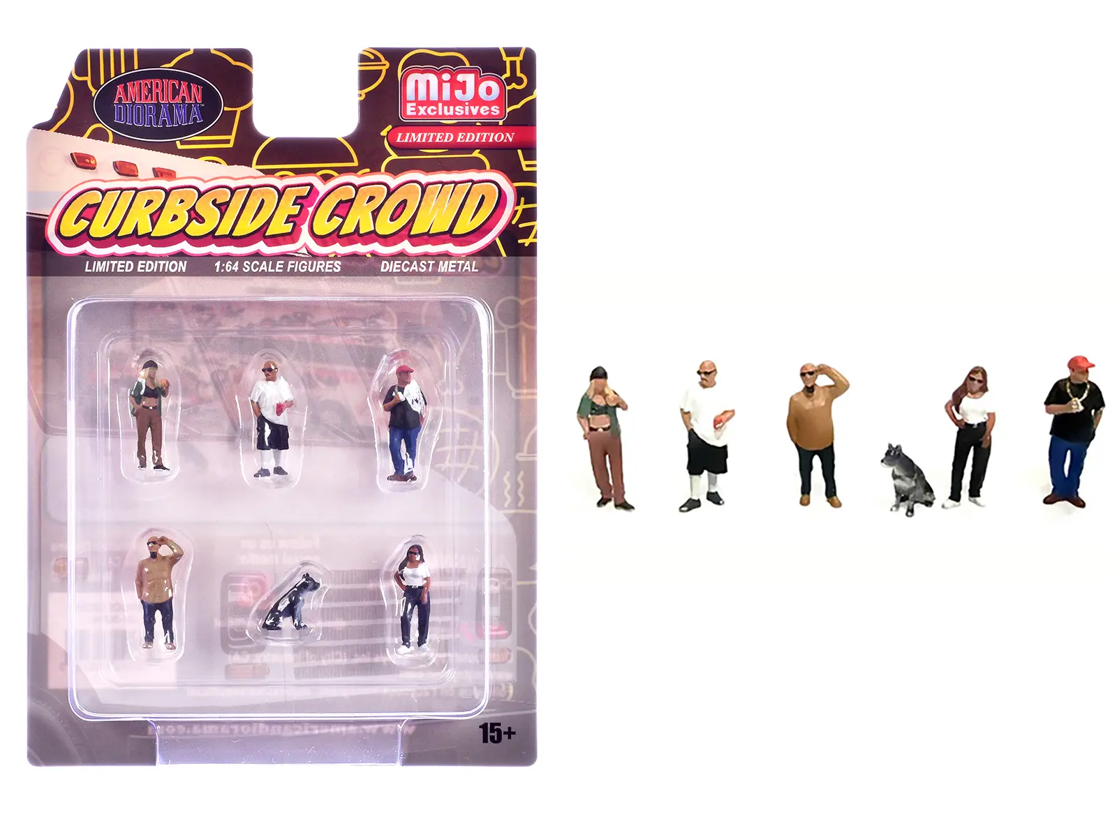 "Curbside Crowd" 6 piece Diecast Figure Set (6 Figures) Limited Edition for 1/64 scale models by American Diorama
