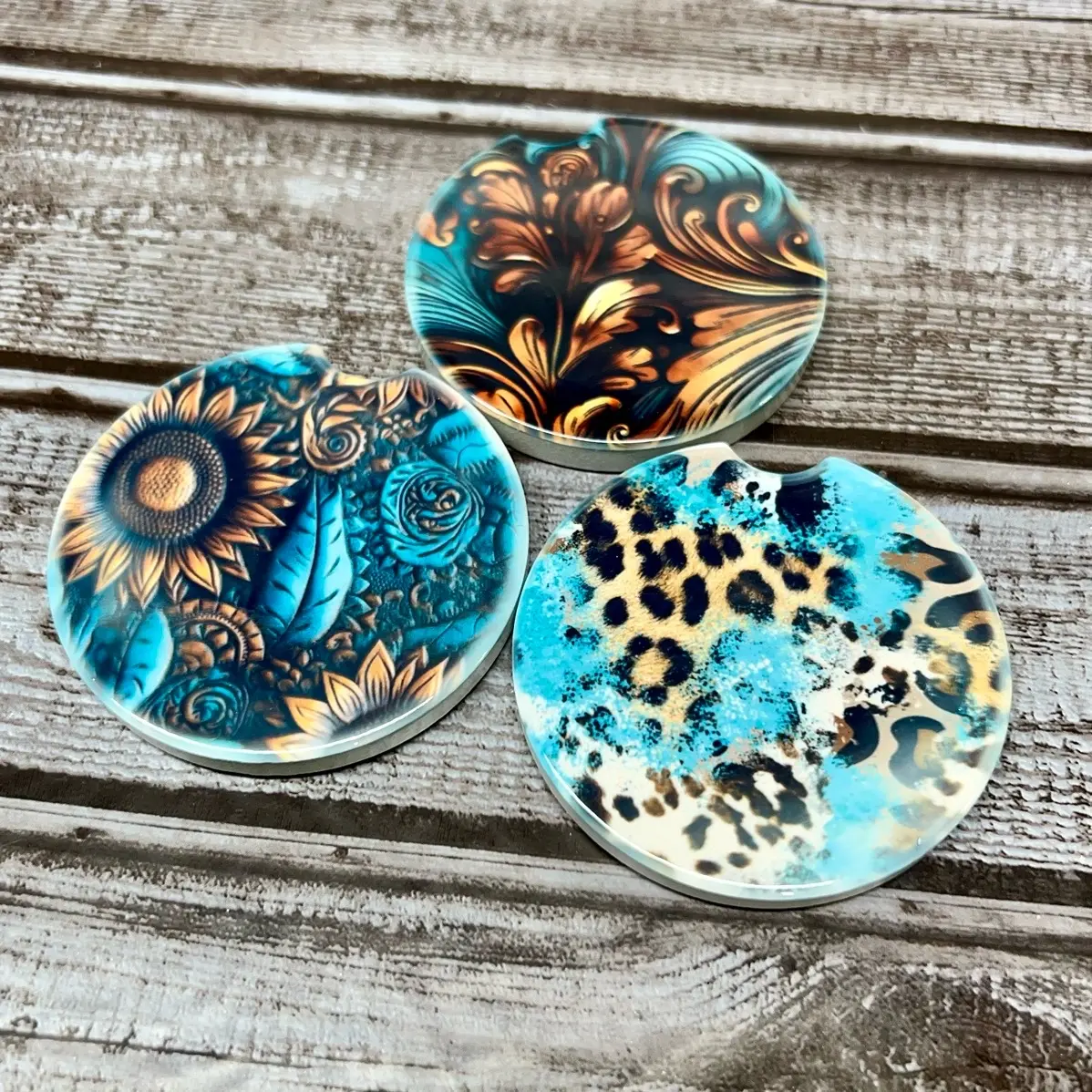 Ceramic Western Aztec Sublimation Car Coaster | Car Coaster | Car Accessories | Car Cup Coaster | Coasters | One Pair