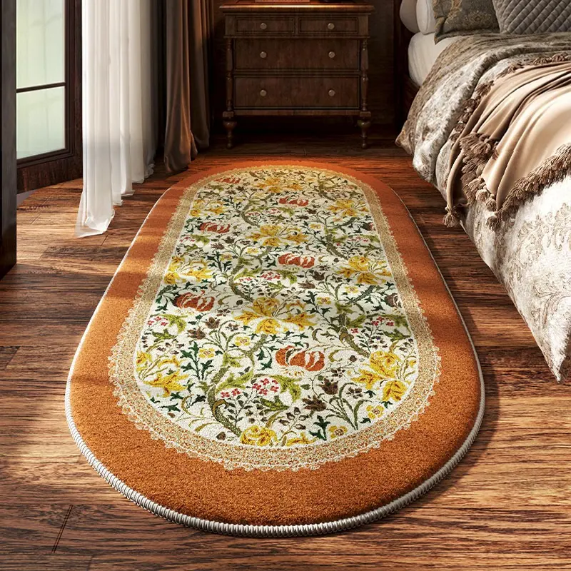 Floral Pattern Oval Faux Wool Rug, Soft Skin-Friendly Comfortable Multi-Scene Carpet Pad, Living Room Bedroom Bathroom Bedside Mat, Home Decor Rugs, Cozy Area Rug, Floral Area Rugs, Flower Area Rugs, Decorative Rug, Home Supplies Rug, House Decor Rug