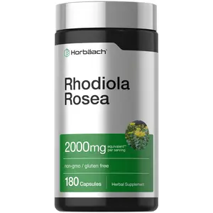 Horbäach Rhodiola Rosea Capsules 2000mg | 180 Count | Non-GMO, Gluten Free Supplement