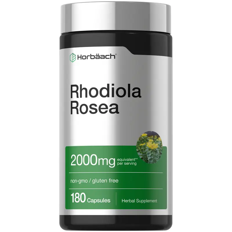 Horbäach Rhodiola Rosea Capsules 2000mg | 180 Count | Non-GMO, Gluten Free Supplement