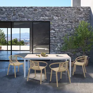 Syracuse Modern Outdoor/Indoor Plastic Resin Stacking Patio Dining Chairs  (Set of 2) - WHITE
