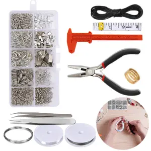 1 set of jewelry making beginner's kit - a complete set of tools, accessories, and wires suitable for professionals and beginners to make, fix, and repair earrings, necklaces, bead jewelry, bracelets, and other jewelry