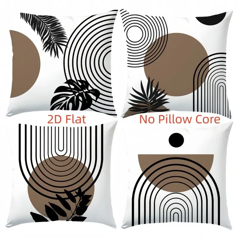4pcs-Bohemian Geometric Themed Throw Pillow Covers, Home Spring Décor Products, Suitable Living Room, Bedroom, Sofa and Bed Decoration, 2D Flat, Single Sided Printing, No Pillow Core