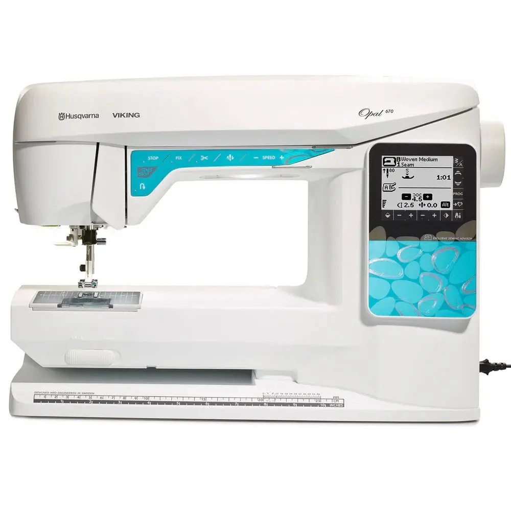 HUSQVARNA VIKING Opal 670 Automatic Computerized Sewing & Quilting Machine - 200 Built-in Stitches, 8-in Sewing Space, Bobbin Thread Sensor, Decorative Stitches, Buttonholes, Electronic Self-Adjusting Thread Tension, Creative Flexibility, Customization
