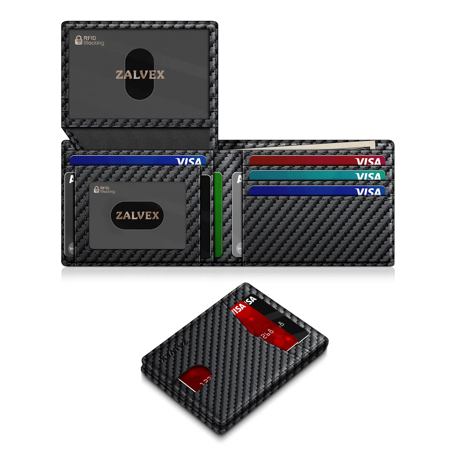 Wallet for Men - Slim RFID Blocking Leather Credit Card Holder Wallet for 14 Cards, Bifold Minimalist Thin Wallet with 2 ID Windows & Cash Slot, Front Pockt Carteras Para Hombres, Birthday Gifts for Men